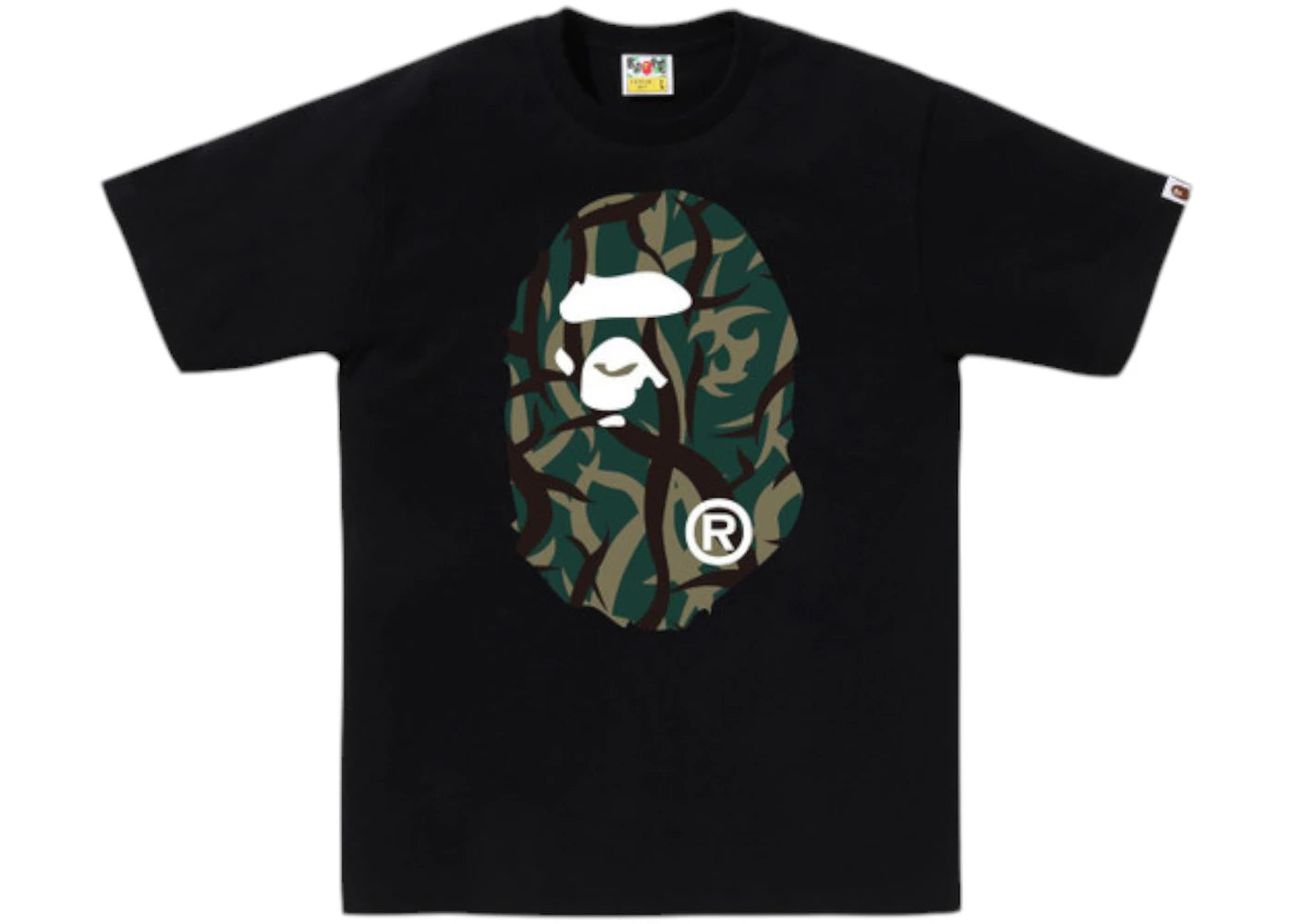 BAPE Trial Camo Big Ape Head Tee Black/Green - vue 360