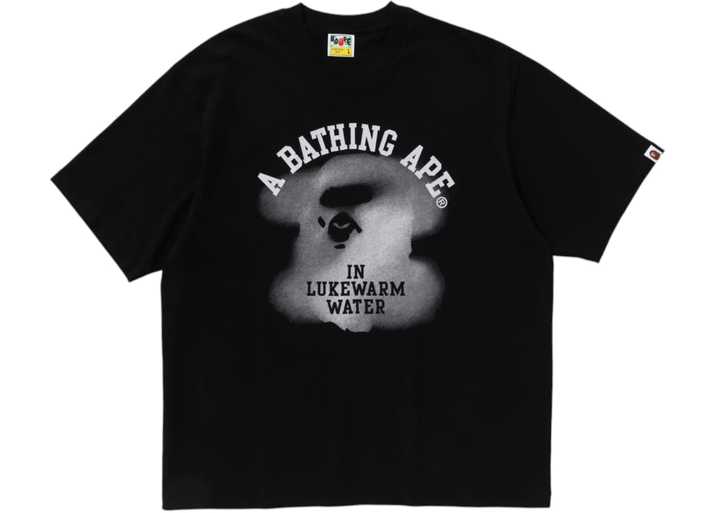 BAPE Water Print College Logo Relaxed Fit Tee Black - vue 360