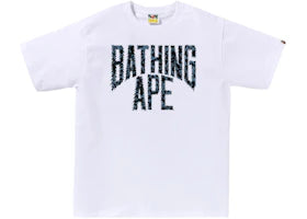 BAPE Wild Leopard Pattern NYC Logo Tee White/Navy