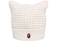 BAPE Women's Cat Ear Knit Cap White