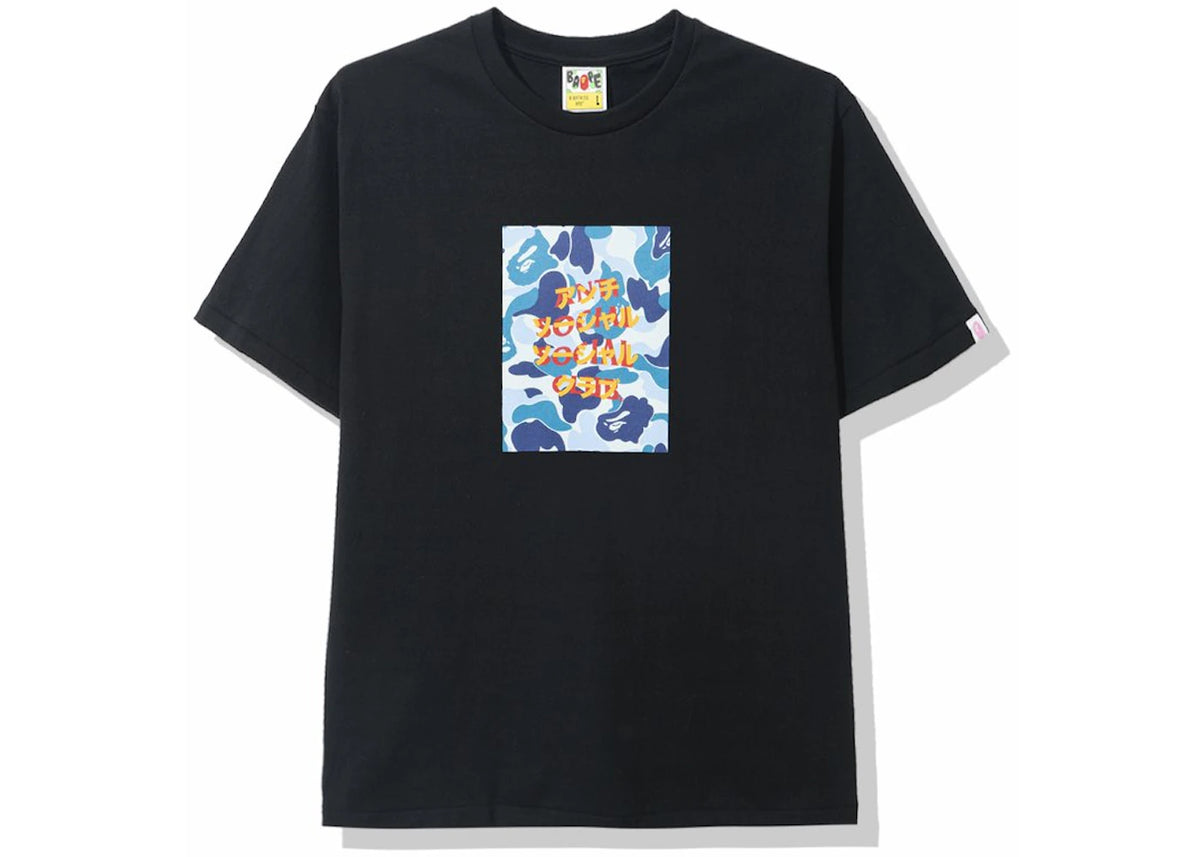 BAPE x Anti Social Social Club ABC Camo Box Tee Black/Blue - vue 360