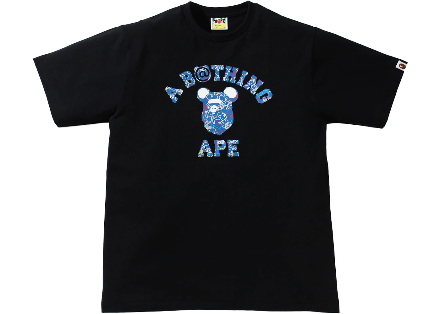 BAPE x Bearbrick Camo Bear College Tee Black - vue secondaire A