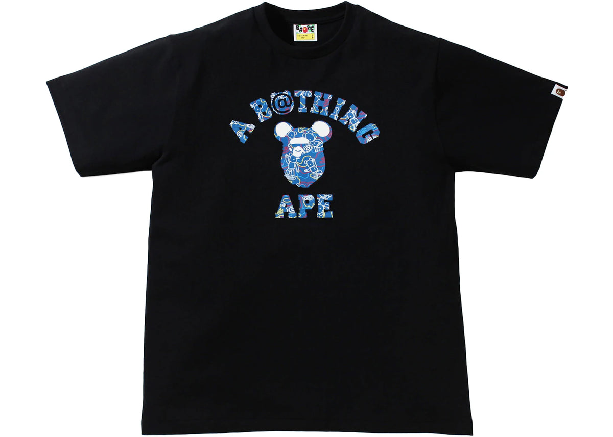 BAPE x Bearbrick Camo Bear College Tee Black - vue 360