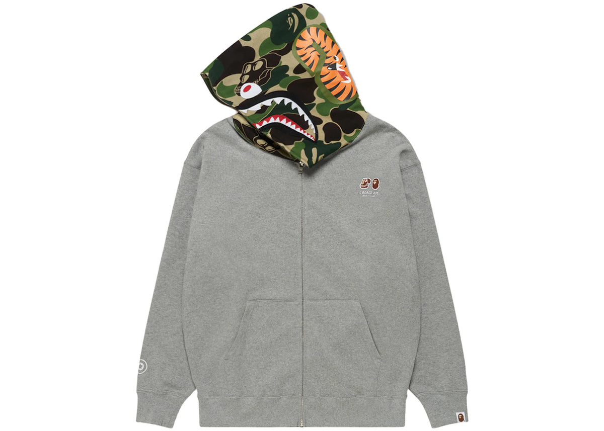 BAPE x Bored Ape Yacht Club Shark Full Zip Hoodie Gray - vue secondaire B