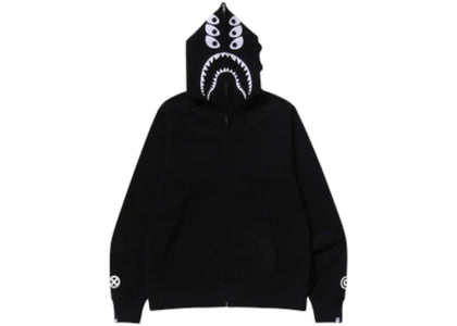BAPE x Bounty Hunter Mad Shark Full Zip Hoodie Black - apparel view 2