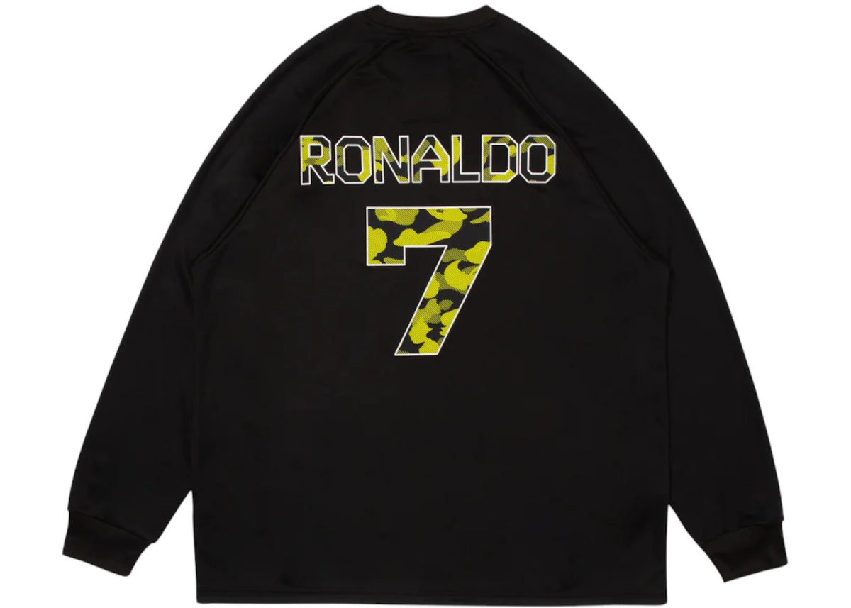 BAPE x CR7 Life Multi Logo Relaxed Fit LS Football Jersey Black - vue secondaire B