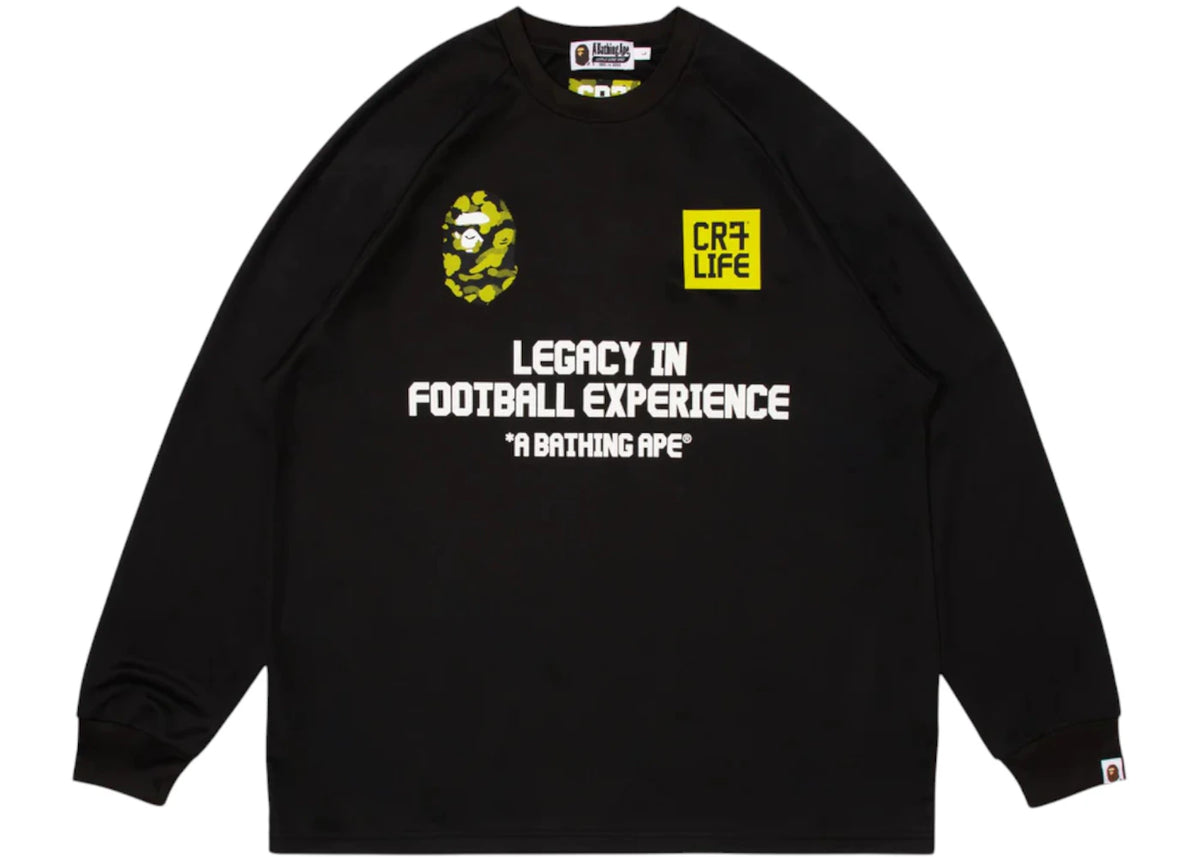 BAPE x CR7 Life Multi Logo Relaxed Fit LS Football Jersey Black - vue secondaire A