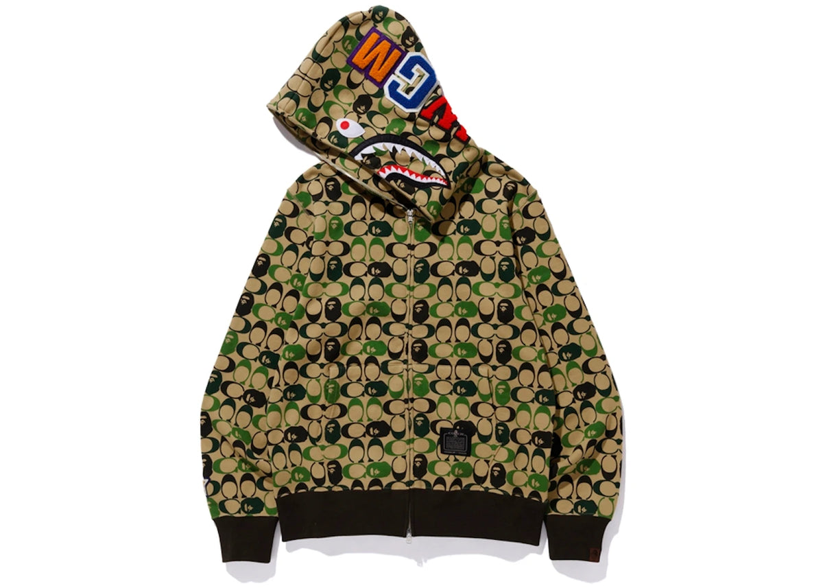 BAPE x Coach Shark Full Zip Hoodie Beige - vue secondaire B