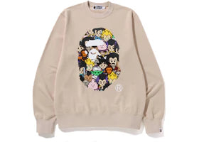 BAPE x Dragon Ball Z Ape Head Crewneck Sweatshirt Beige