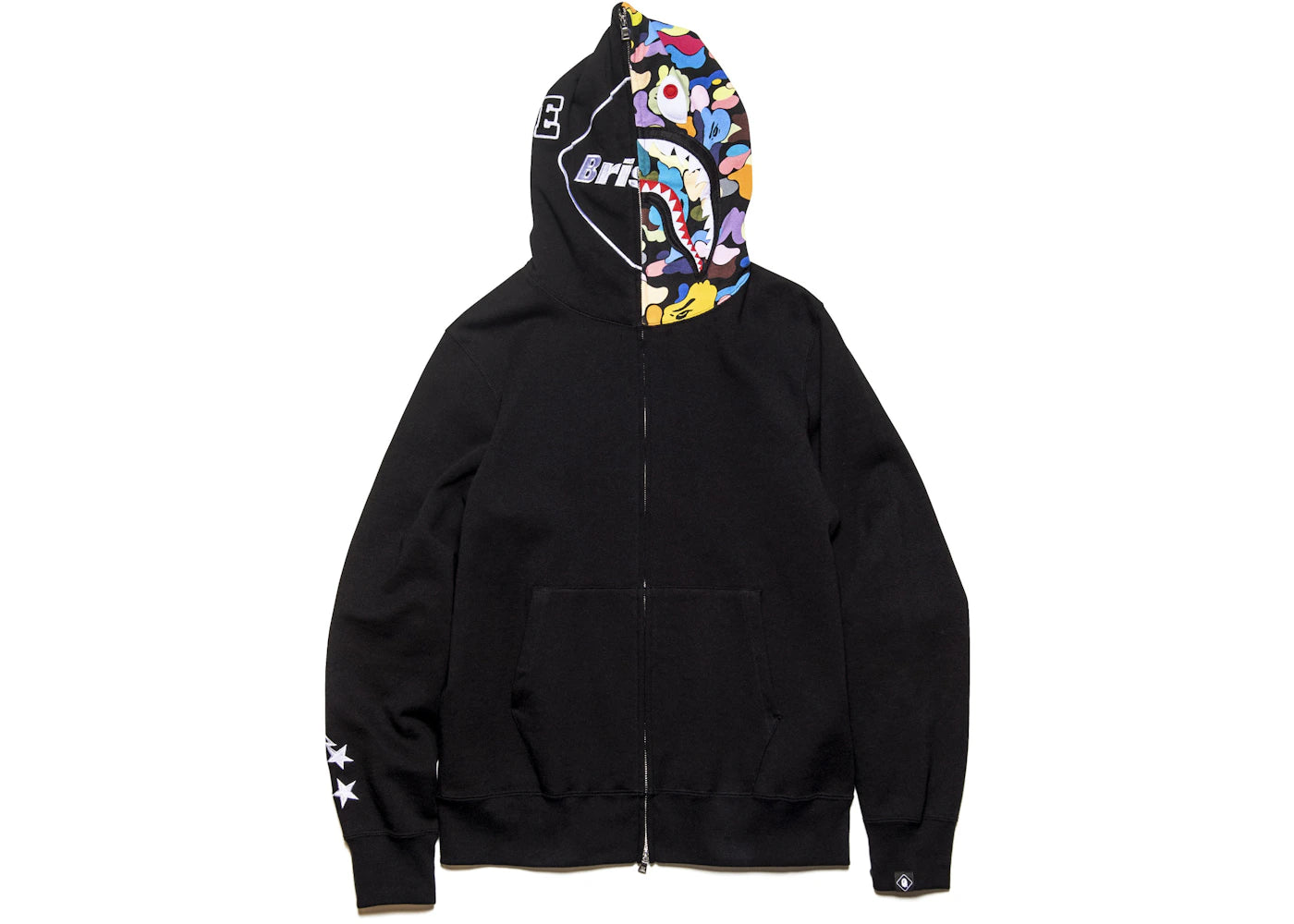 BAPE x F.C.R.B. Shark Full Zip Hoodie Black - vue secondaire A