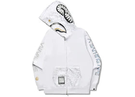 BAPE x Hajime Sorayama Shark Full Zip Hoodie White - vue 360