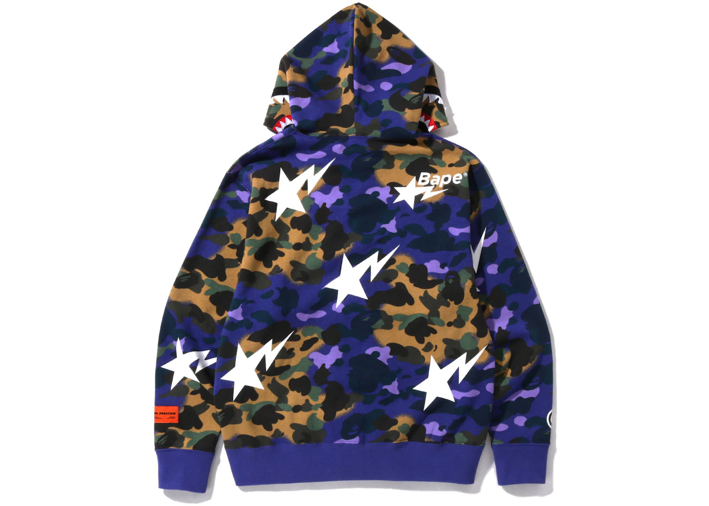 BAPE x Heron Preston Mix 1st Camo Shark Relaxed Fit Full Zip Hoodie Purple - vue secondaire B