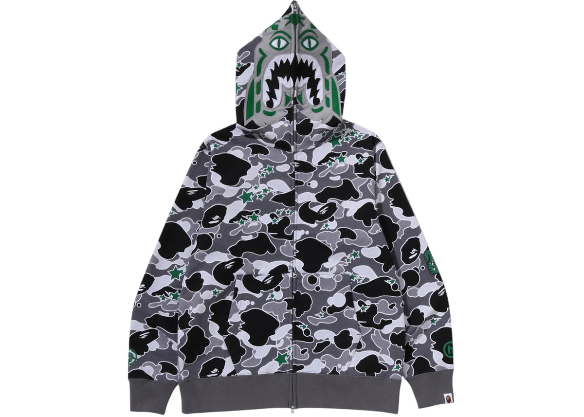 BAPE x Hidden NY Sta Camo Tiger Full Zip Hoodie Grey - vue 360