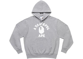 BAPE x JJJJound Relaxed Classic College Pullover Hoodie Gray