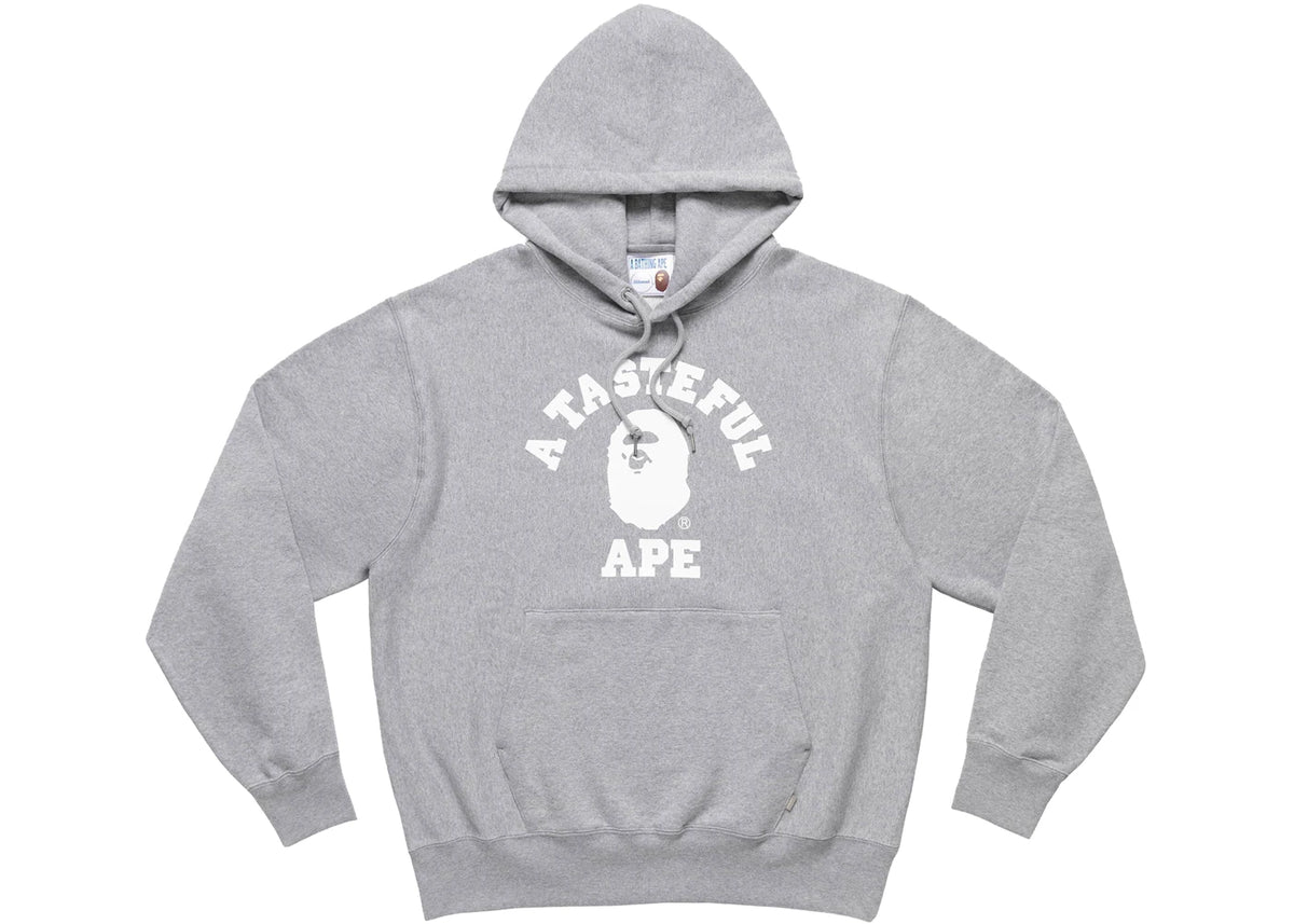 BAPE x JJJJound Relaxed Classic College Pullover Hoodie Gray - vue 360