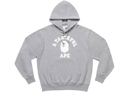 BAPE x JJJJound Relaxed Classic College Pullover Hoodie Gray - apparel view 2
