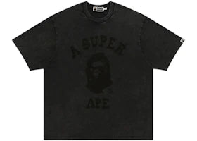 BAPE x KidSuper Garment Dye College Logo Tee Black - vue 360