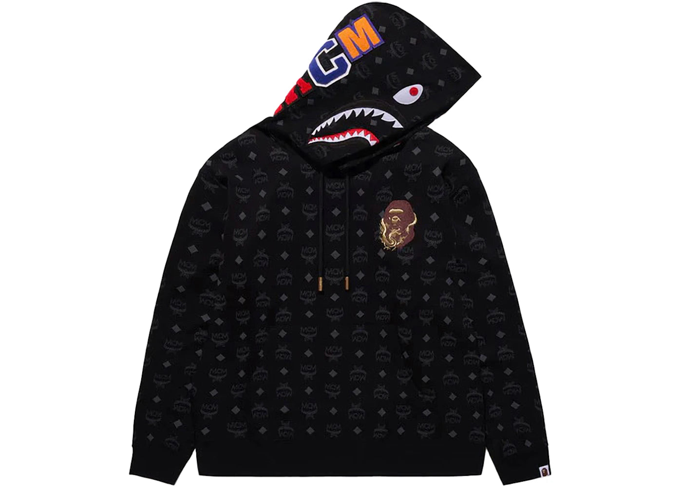 BAPE x MCM Shark Pullover Hoodie Black - vue secondaire B