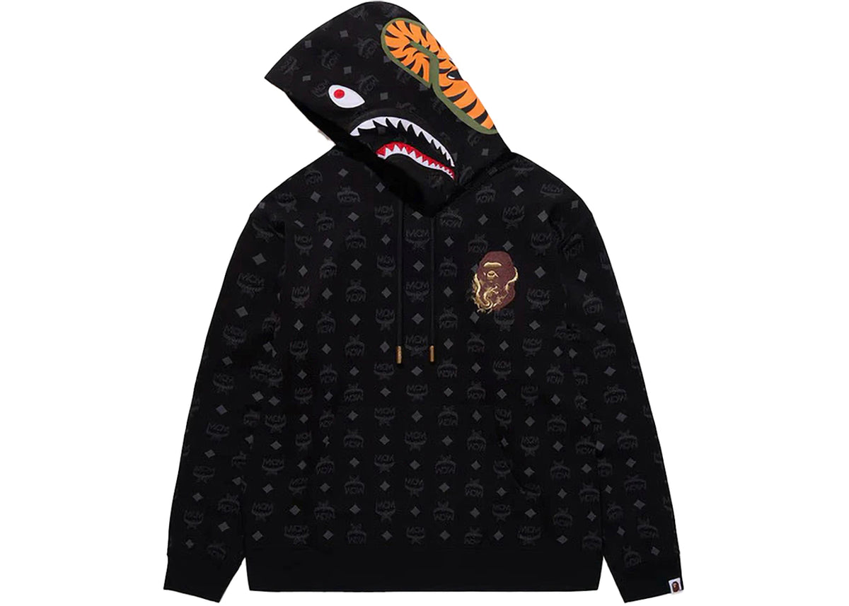 BAPE x MCM Shark Pullover Hoodie Black - vue secondaire B