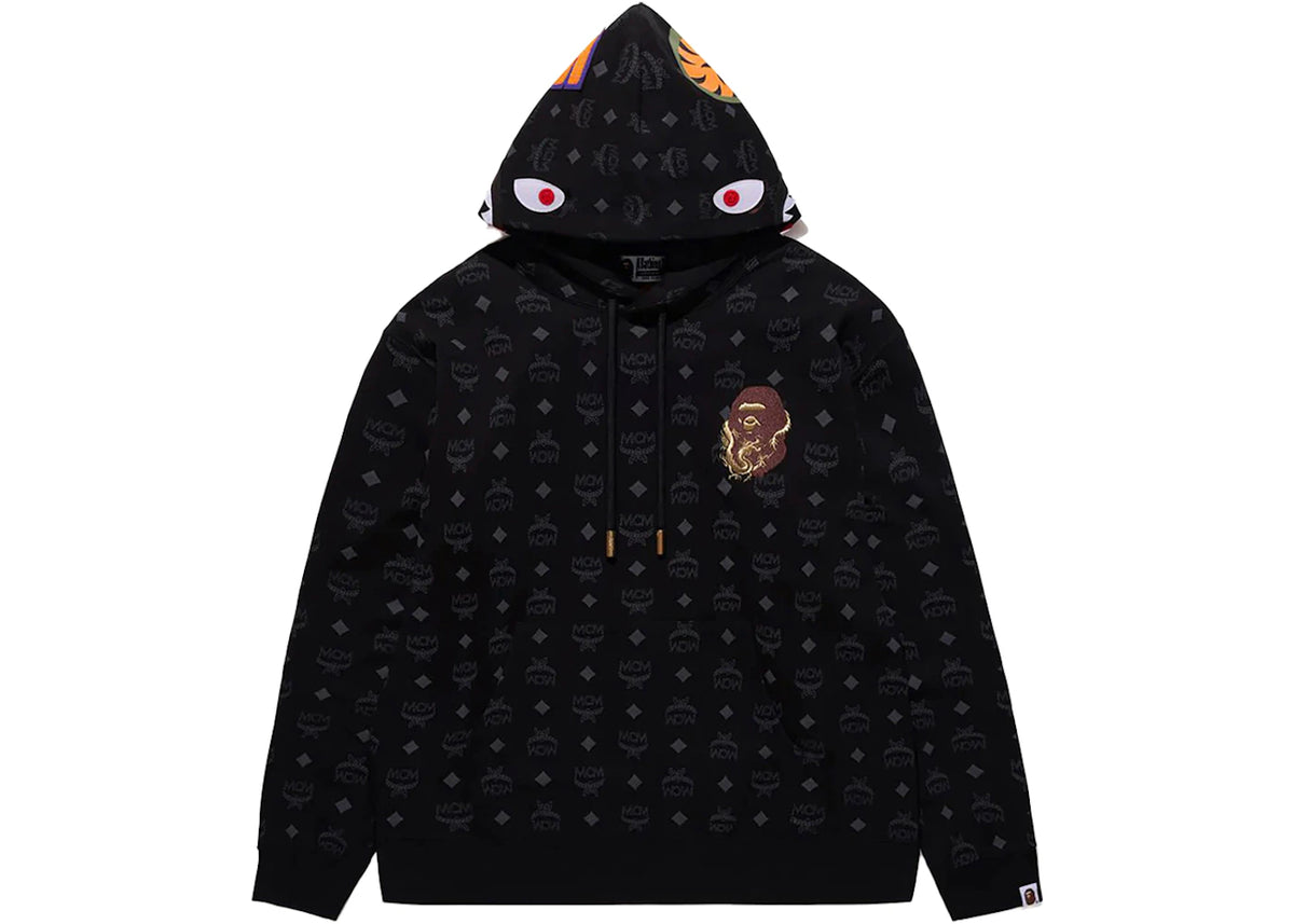 BAPE x MCM Shark Pullover Hoodie Black - vue secondaire A