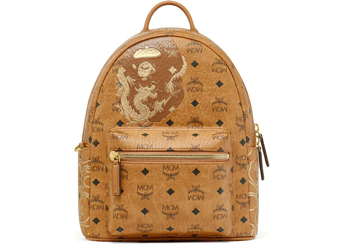 BAPE x MCM Stark Lunar New Year Visetos Daypack Beige - vue secondaire A