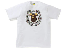 BAPE x Medicom Toy Bearbrick Camo Bear Busy Works Tee White/Black