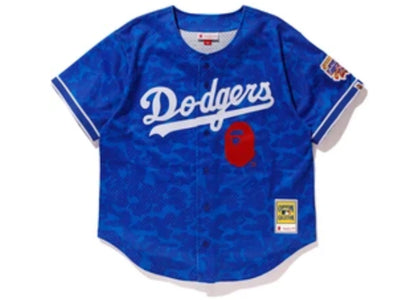 BAPE x Mitchell & Ness Dodgers Jersey Blue - apparel view 2