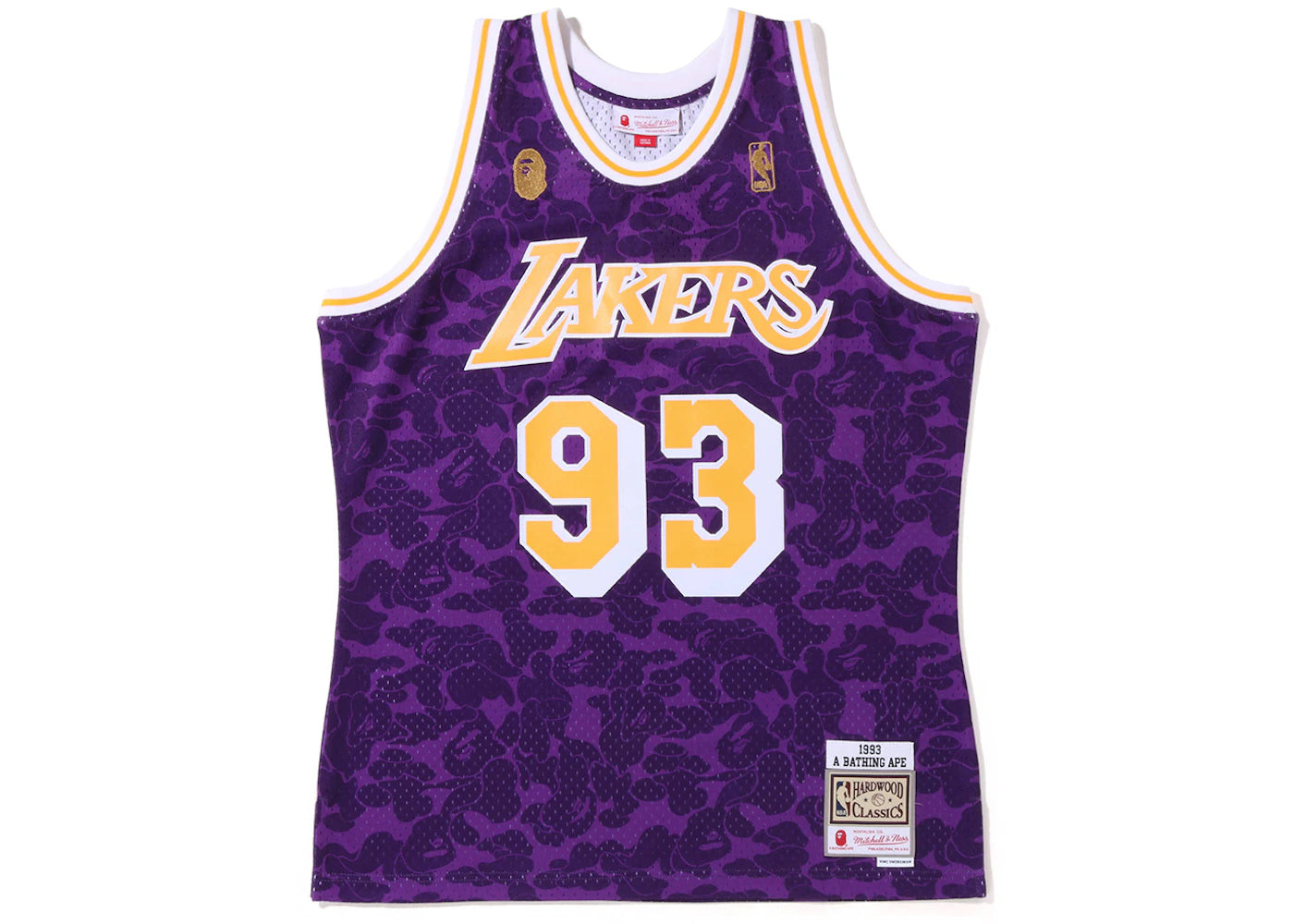 BAPE x Mitchell & Ness Los Angeles Lakers Jersey Purple - vue 360