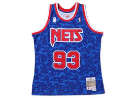 BAPE x Mitchell & Ness New Jersey Nets Jersey Blue - authentic BAPE apparel