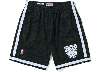 BAPE x Mitchell & Ness New Jersey Nets Shorts Black - apparel view 2