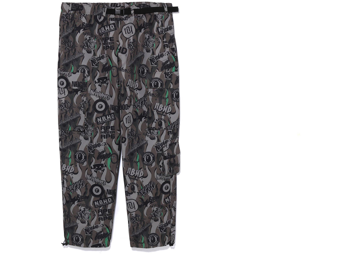 BAPE x Neighborhood Multi Pocket Track Pants Green - vue 360