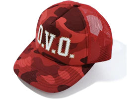BAPE x OVO Color Camo Mesh Cap Red