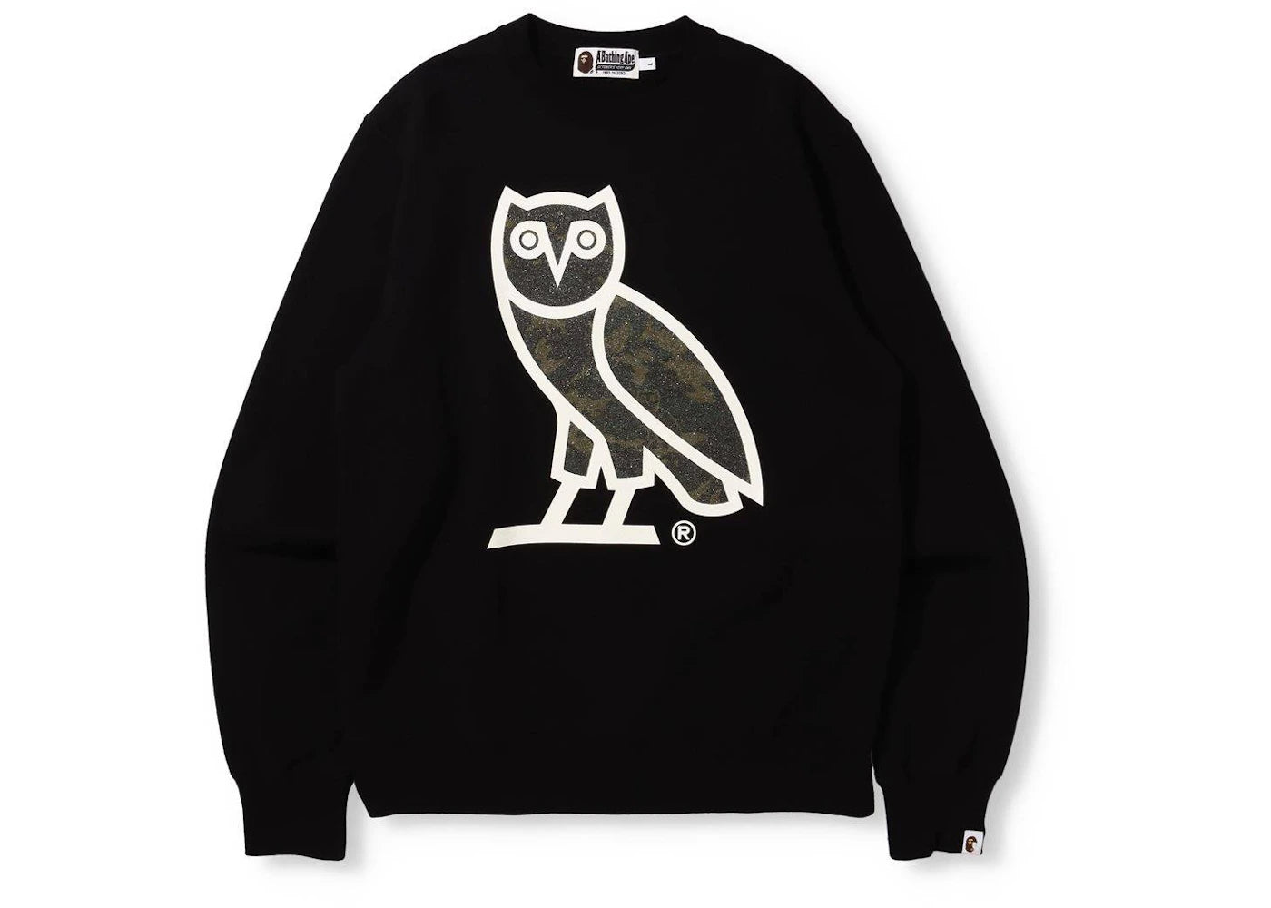 BAPE x OVO Glass Beads Woodland Camo Crewneck Black - vue 360
