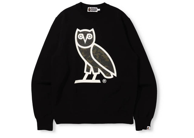 BAPE x OVO Glass Beads Woodland Camo Crewneck Black