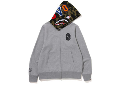BAPE x OVO Shark Full Zip Hoodie Grey - apparel view 2