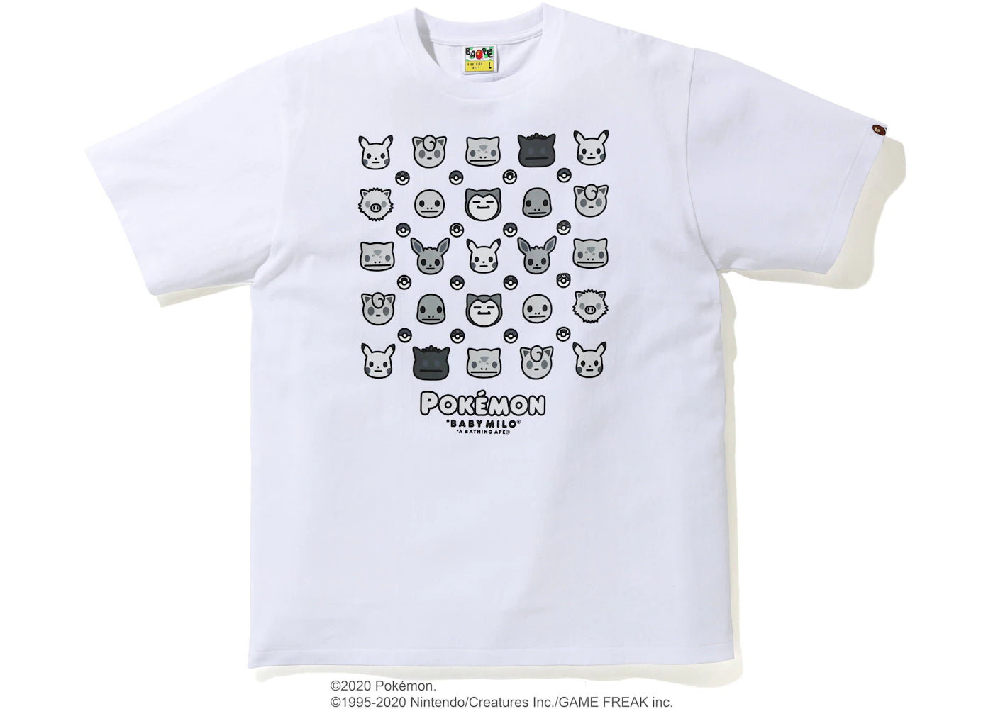 BAPE x Pokemon Monotone Tee #4 White - vue secondaire A