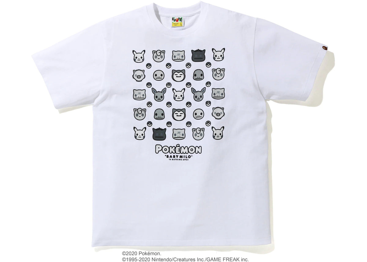 BAPE x Pokemon Monotone Tee #4 White - vue 360