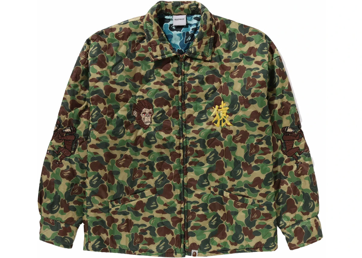 BAPE x READYMADE ABC Camo Vietnam Jacket Green - vue 360