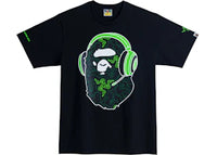 BAPE x Razer NEon Camo Ape Head Tee Black Green