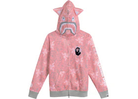 BAPE x Razer Neon Camo Shark Full Zip Hoodie Pink