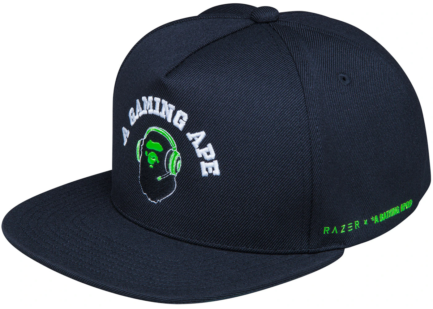 BAPE x Razer Snapback Cap Black Green - vue secondaire A