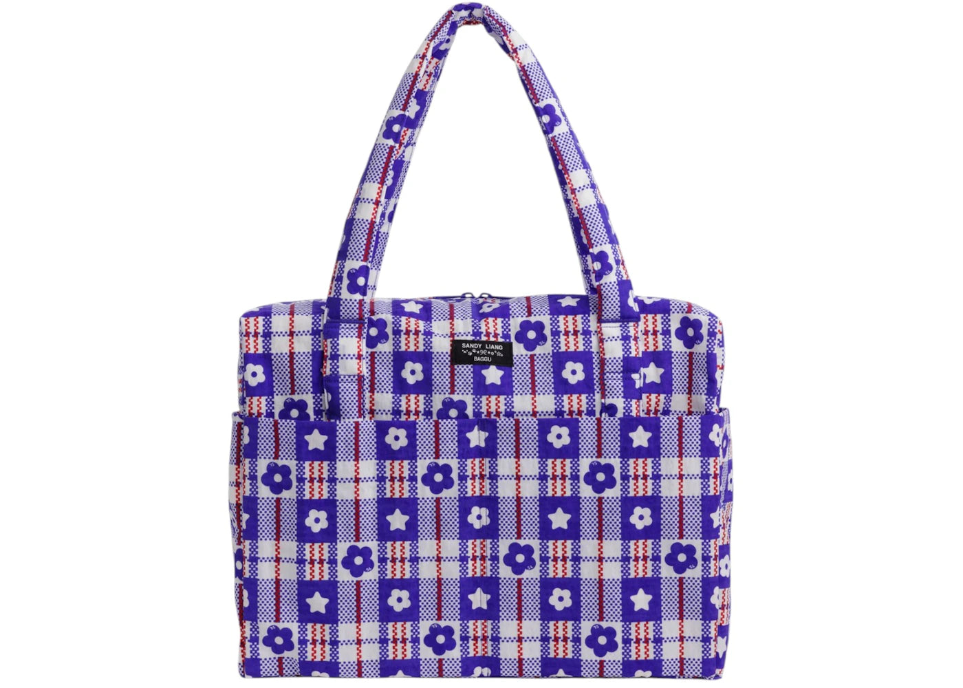 Baggu x Sandy Liang Cloud Carry-On Market Plaid Blue - vue secondaire A
