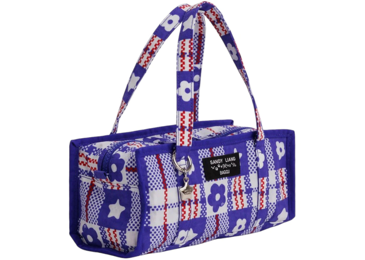 Baggu x Sandy Liang Mini Nylon Market Bag Market Plaid Blue - vue secondaire B