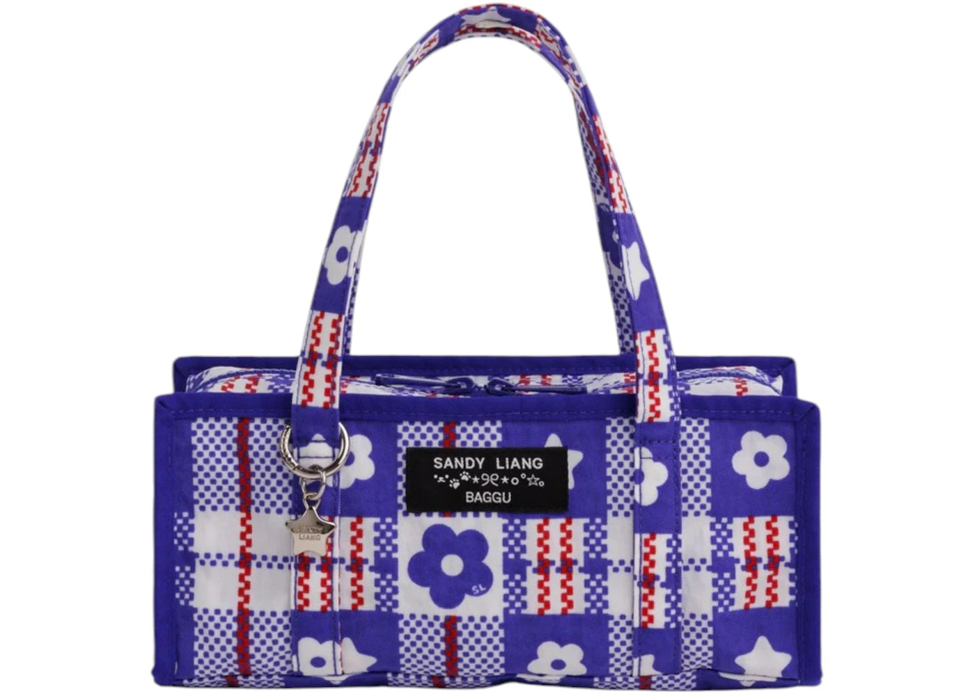 Baggu x Sandy Liang Mini Nylon Market Bag Market Plaid Blue - vue secondaire A