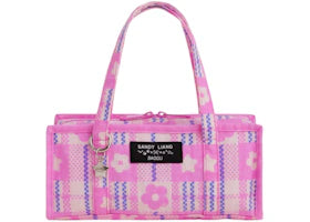 Baggu x Sandy Liang Mini Nylon Market Bag Market Plaid Pink - vue 360