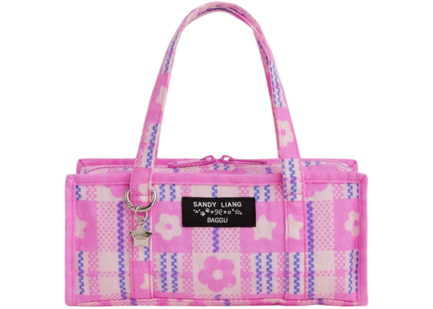 Baggu x Sandy Liang Mini Nylon Market Bag Market Plaid Pink - vue secondaire A