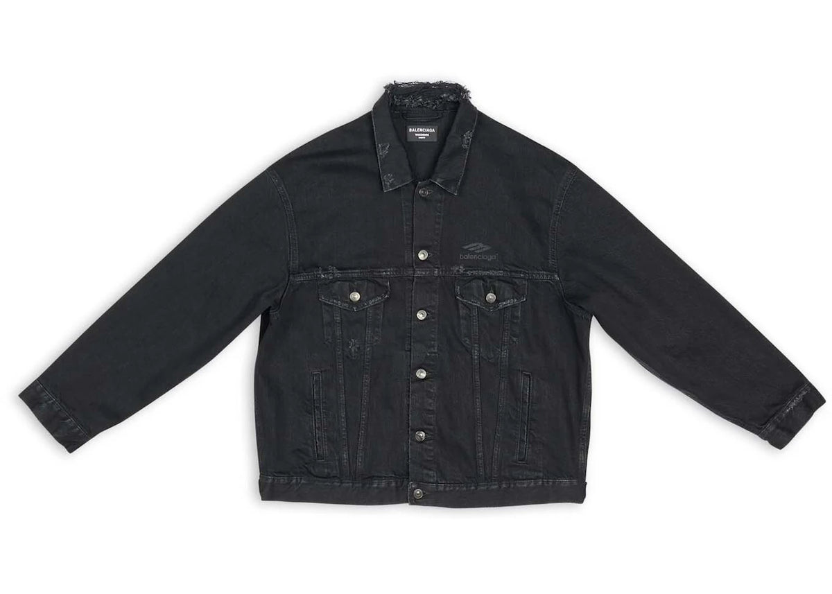 Balenciaga 3B Sports Icon Large Fit Jacket Black - vue 360
