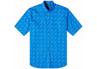 Balenciaga All-Over Logo S/S Shirt Blue
