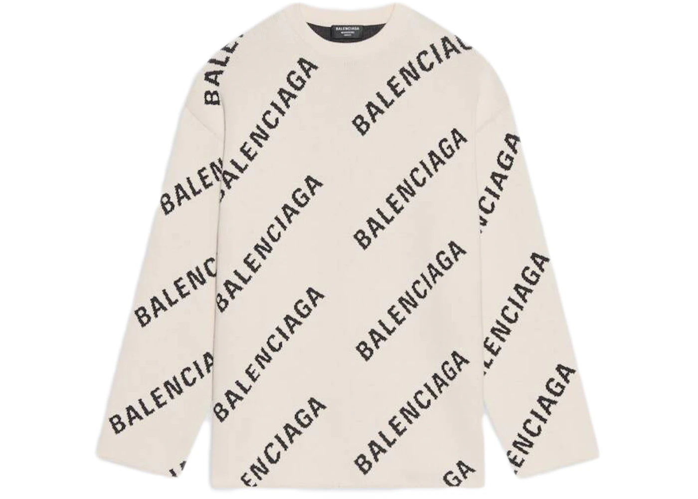 Balenciaga Allover Logo Crewneck White - vue secondaire A