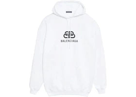 Balenciaga BB Fleece Hoodie White - vue 360